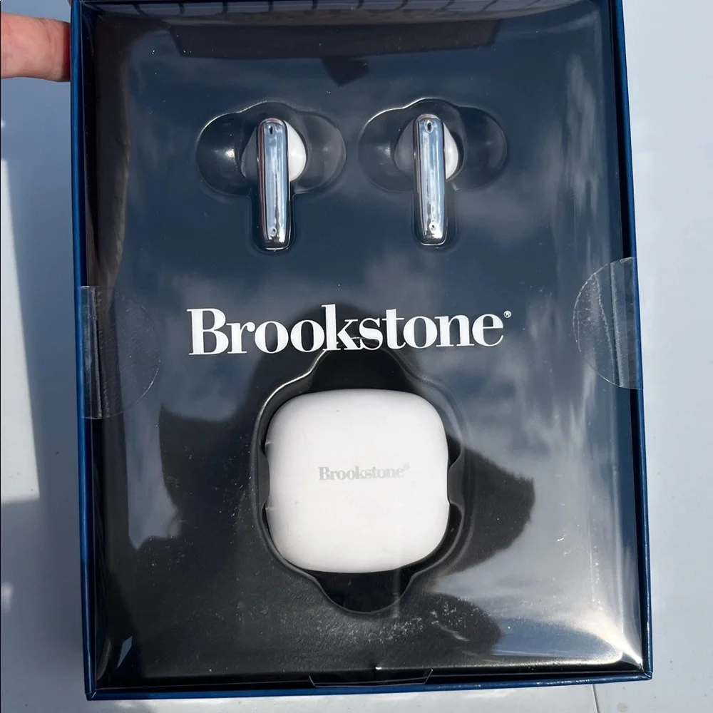 Brookstone Lustro Rhythm Compact Silver Earbuds